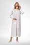 Women's Large Size Floral Patterned Long Sleeve Dressing Gown Nightgown 2 Piece Set %100 Cotton - 3