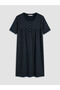 Alita City with a Difference of Color, Lcw Dream Navy Blue Combed Cotton Polka Dot Short Sleeve Women's Nightgown - 5