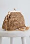 Scholarship Straw Handbag with Chain Strap