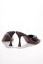 Women's Bitter Brown Patent Leather Pointed Toe 8cm Thin Heeled Evening Dress Slippers Tr42My01C - 8