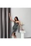 Silver Heart Collar Scarf Detailed Glittery Midi Evening Dress - 3