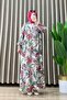 İnci̇ Elbi̇se Modal Fabric Women's Fuchsia Mixed Patterned Collar Openable Button Detailed Relaxed Cut Hijab Dress