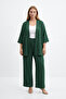 Comfortable Fit Wrinkled Fabric Trouser Suit Kimono - 2