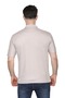 Beige Men's Dad and Middle-Aged Combed Cotton Collared Pocketed Oxford Fabric Cotton T-Shirt Classic Cut - 4