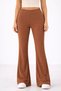 Women's Ribbed Camisole Spanish Flare Leggings High Waist Stretchy Pants - Brown - 6