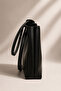 Large Black Women's Leather Shoulder Bag – Minimalist Stylish Daily Tote Bag 45 cm - 3