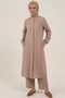 Light Brown 100% Cotton Muslin Fabric Zippered Comfortable Fit Hijab Women's Set-Hajj and Umrah Outfit