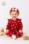 Baby Girl Set Heart Patterned Jumpsuit Bandana Seasonal Set 3 6 9 12 - 4