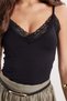Women's slim fit, skinny cut, thin strap, lace detailed, lycra black crop tank top - 6