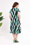 Women's Green Geometric Pattern Loose Dress with Pockets, Compatible with Standard Sizes 42-54, Stretchable Dress - 6