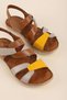 Genuine Leather Buckle Women's Daily Sandals – All-Day Comfort Elnr.024 Tan Combination - 3