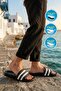 Black and White Lightweight Flexible Men's Slippers 8000-01 m