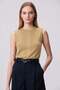 Women's Ribbed Knit Sleeveless Knitwear Athlete Blouse Beige