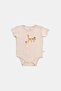 Natural Modal Cotton Newborn Baby Short Sleeve Snap Fastener Bodysuit Safari Ecru - 2