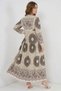 Women's High Collar Gathered Waist Floral Patterned Viscose F.Brown Hijab Dress - 6