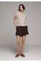Regular Fit High Waist Straight Women's Brown Shorts - 3