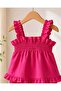 Girl's Summer Fuchsia Ruffled Blouse and Pants Set - 3