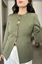 Button Detailed Blazer Jacket with Opening at the Waist - 3