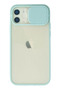 Ilkeshop New iPhone 12 Case Palm Frosted Camera Sliding Silicone (234140) - Turquoise