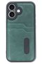 Ilkeshop New iPhone 16 Case Sara Leather Case with Business Card Holder - (91805) Dark Green - 2
