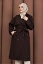 Slit Long Trench Coat Brown