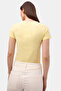 Women's Light Yellow S6-108 Crew Neck 100% Organic Cotton Stretch Fabric T-Shirt - 5