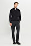 Men's Black 100% Cotton Standard Fit Regular Cut Bato Collar Jacquard Knitwear Sweater - 2