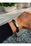 Men's Black Braided Leather Bracelet with Steel Detail, Modern Stylish Daily Combination Bracelet