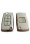 Peugeot 407 508 Citroen C4 C5 Compatible Remote Key Case Cover Auto Keychain with 3 Keys White Gold - 3