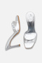 Metallic Silver High Heeled Slippers - 3