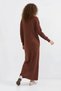Women's Zippered Collar Ribbed Fabric Knitwear Brown Dress - 7