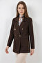 Women's Double-Breasted Collar Double-Button Brown Jacket - 3