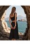 Women's Rose Motif Knitted Skirt Bustier Set - 3D Floral Detailed Slit Knitwear Beach Set - 2