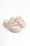 Elise Flat Heeled Striped Stone Thick and Orthopedic Sole Women's Slippers Ckt - Cream - 4