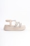 Elena Elastic Stone Striped Orthopedic Sole Women's Sandals Ckt - Cream - 6