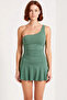 Women's Skirt Swimsuit Shorts One Shoulder Sleeveless Without Underwire Cap Plain Pattern Knitted Raschel Woven Fabric Regular Fit - 4