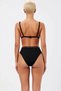 Women's Bikini Set Triangle Cap High Waist Solid Pattern Knitted Fabric Slip Bottom with Chain Charm Accessory - 5