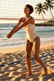 Women's Swimsuit One Piece V-Neck Textured Knitted Fabric Covered Without Underwire Strapless Sleeveless Regular Fit - 2