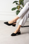 Swet Women's Heeled Shoes with Back Strap, Buckle and Stones, Satin