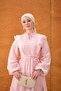Dominant collar pleated design hijab dress powder - 2