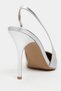 Gloria Silver Patent Leather Belt Detail Pointed Toe Women's Heeled Shoes - 8