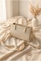 Minimalist Design Double Handle Long Strap Bag -Beige
