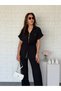 Short Sleeve Gathered Zippered Tensel Set - 2