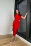 Women's Brooched Padded Draped Midi Length Dress Wedding Promise Engagement Graduation Celebration - 7