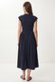 High Collar Midi Knitted Dress Lub0341 Dark Blue - 3