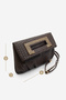 Women's Studded Clutch Portfolio Crossbody Hand and Shoulder Bag Panes Brown - 8
