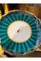 Decorative Embroidered Patterned Black Gold Round Presentation Tray Promise Engagement Tray 38X38 cm 11646S - 3