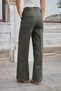High Waist Side Pockets Wide Leg Lightweight Stretch Woven Fabric Palazzo Trousers-Khaki - 4