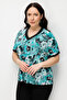 V-Neck Patterned Blouse - 2