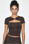 Women's Bitter Brown Metal Accessory Chest-Cut Low-Cut Body-Hugging Blouse 36002 60286277 - 2